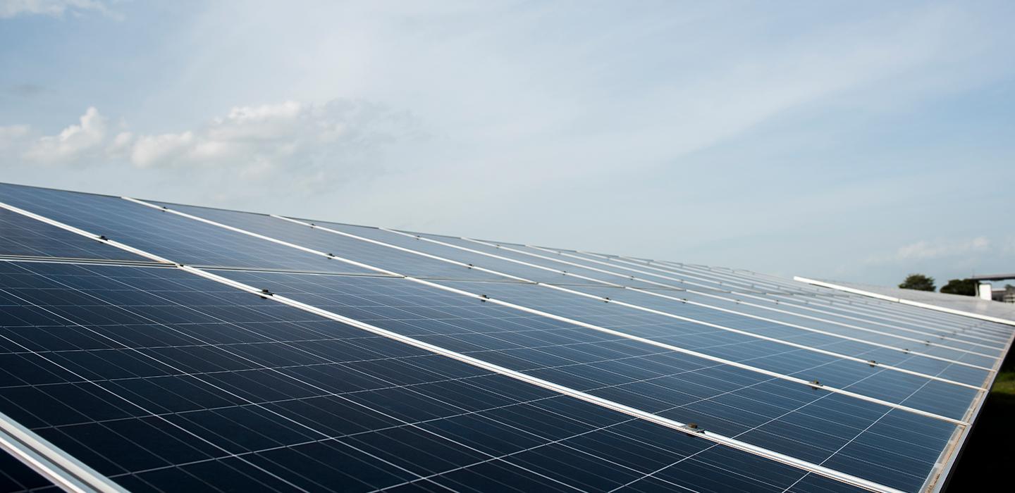 Solar panels on factory roof